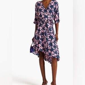 Diane von Furstenberg Eloise asymmetric floral midi dress Viscose Size 14